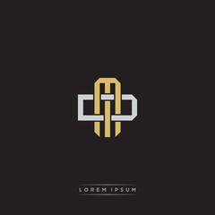 MD Initial letter overlapping interlock logo monogram line art style