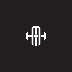 MH Initial letter overlapping interlock logo monogram line art style
