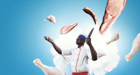 He is super chef . Mixed media