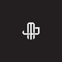 MJ Initial letter overlapping interlock logo monogram line art style