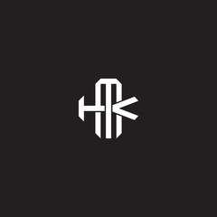 MK Initial letter overlapping interlock logo monogram line art style