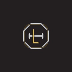 LH Initial letter overlapping interlock logo monogram line art style