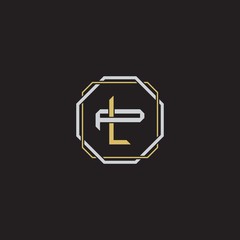 LP Initial letter overlapping interlock logo monogram line art style
