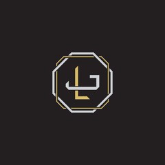 LJ Initial letter overlapping interlock logo monogram line art style