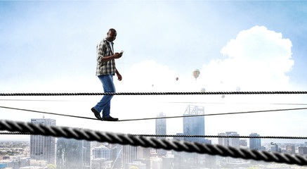 Concept of guy using Internet