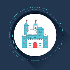 Fototapeta premium Castle symbol icon with flags