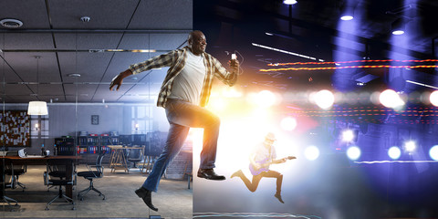 Concept of guy using Internet