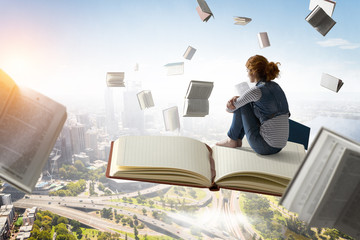 When reading takes you away. Mixed media
