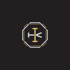 IK Initial letter overlapping interlock logo monogram line art style