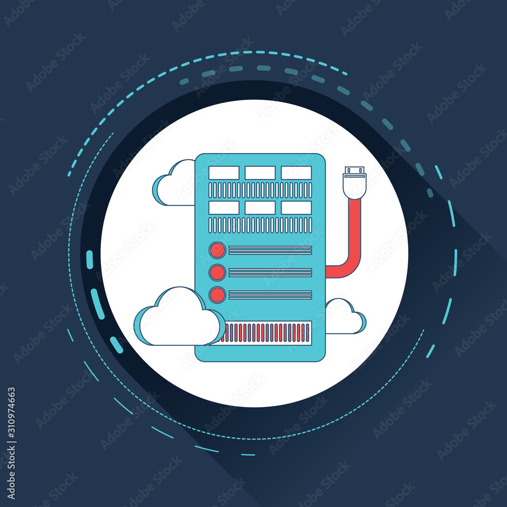 Poster modern cloud services and cloud computing elements concept.