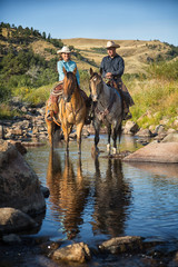 Naklejka premium Cowboy and Cowgirl
