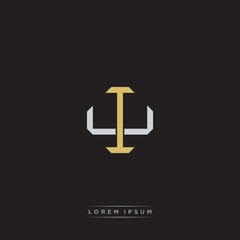 IU Initial letter overlapping interlock logo monogram line art style
