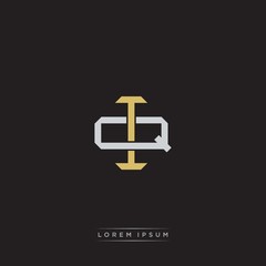 IQ Initial letter overlapping interlock logo monogram line art style