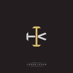 IK Initial letter overlapping interlock logo monogram line art style