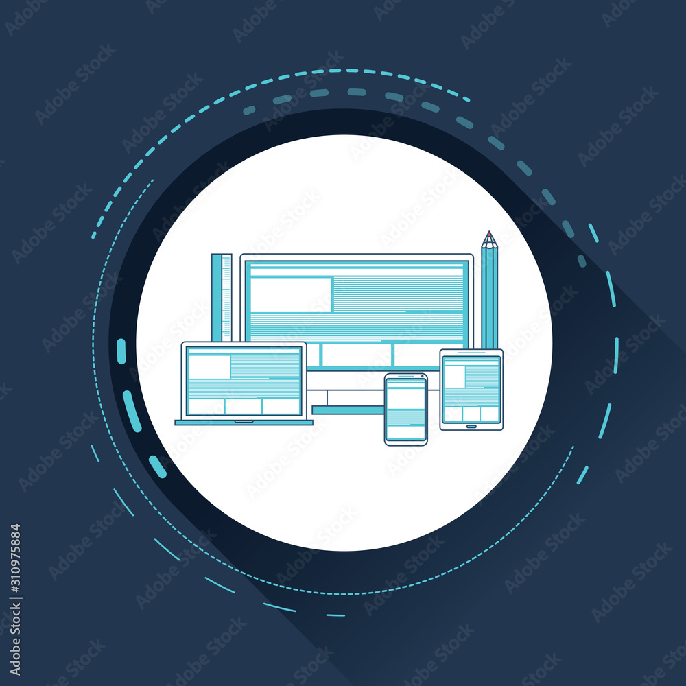 Poster responsive web design development illustration
