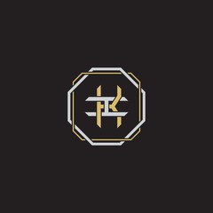 Initial letter overlapping interlock logo monogram line art style