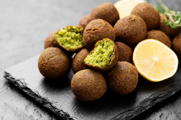 Fresh vegetarian falafel with lemon.