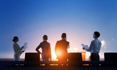 Business teamwork concept. Mixed media