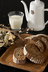 Whole wheat bread and milk breakfast