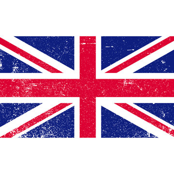 shabby British flag vector flag GB grunge style, United Kingdom UK grunge, old, scratched style flag