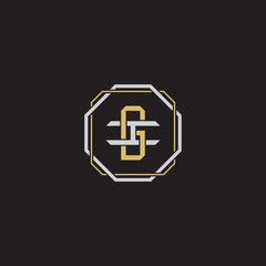 Initial letter overlapping interlock logo monogram line art style