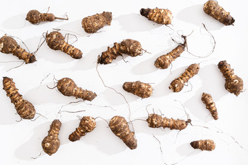 organic Jerusalem Artichokes on the white background