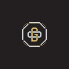 Initial letter overlapping interlock logo monogram line art style