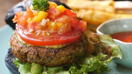 Closeup Of Vegan Veggie Burger