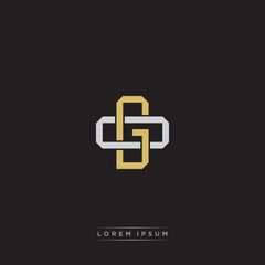 Initial letter overlapping interlock logo monogram line art style