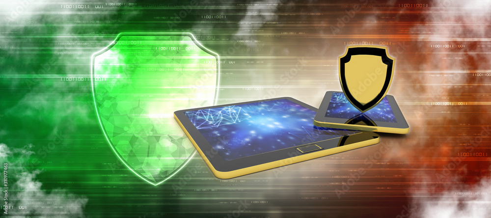 Poster 3d rendering transmitter mobile with shield