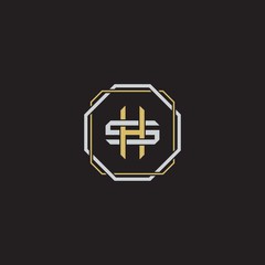 Obraz premium Initial letter overlapping interlock logo monogram line art style