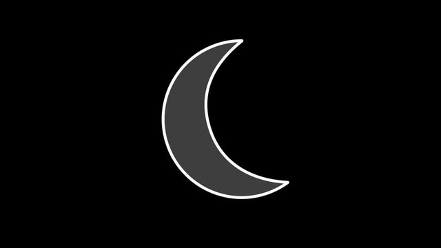 Line moon in the sky black background 4K
