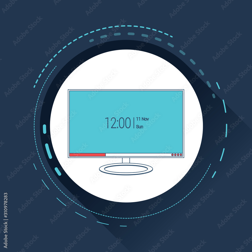 Aufkleber realistic black modern thin frame display computer monitor vector illustration