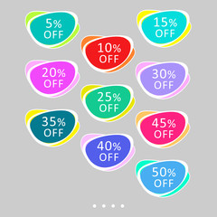 Set of sale stickers. Colorful abstract design.