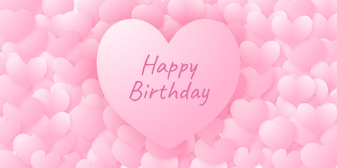 Pink happy birthday greeting card background wallpaper illustratation design.