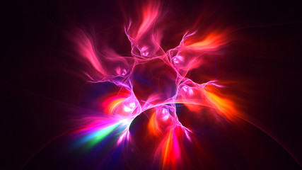 3D rendering abstract red fractal light background