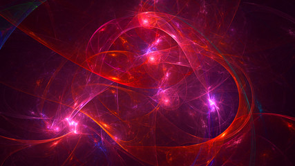 3D rendering abstract red fractal light background