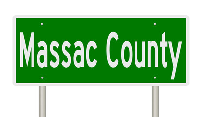 Rendering of a green 3d highway sign for Massac County