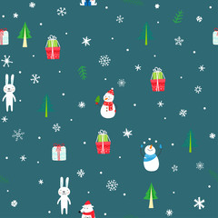 Fototapeta na wymiar Holiday seamless pattern with christmas elements. Vector wrapping background