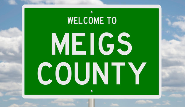 Rendering Of A Green 3d Highway Sign For Meigs County