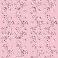 Pattern with natural motifs on a colored background