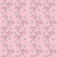 Pattern with natural motifs on a colored background