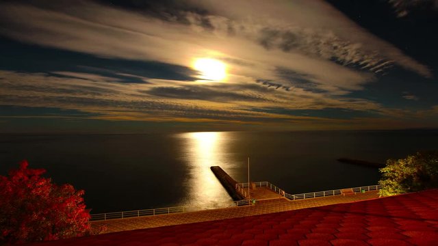 night and the sea. 4K. FULL HD, 4096x2304.