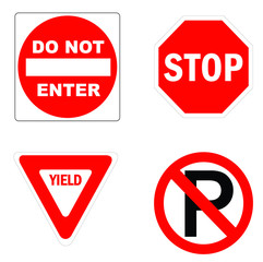 red stop sign set of traffic signs