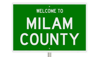 Rendering of a green 3d highway sign for Milam County