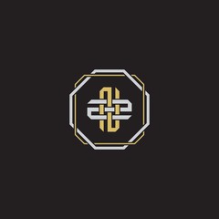 Initial letter overlapping interlock logo monogram line art style