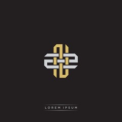 Initial letter overlapping interlock logo monogram line art style