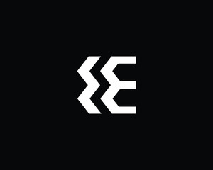 Creative and Minimalist Letter EE Logo Design Icon, Editable in Vector Format in Black and White Color	