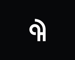 Creative and Minimalist Letter QH Logo Design Icon, Editable in Vector Format in Black and White Color	