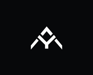 Creative and Minimalist Letter AY YA Logo Design Icon, Editable in Vector Format in Black and White Color	